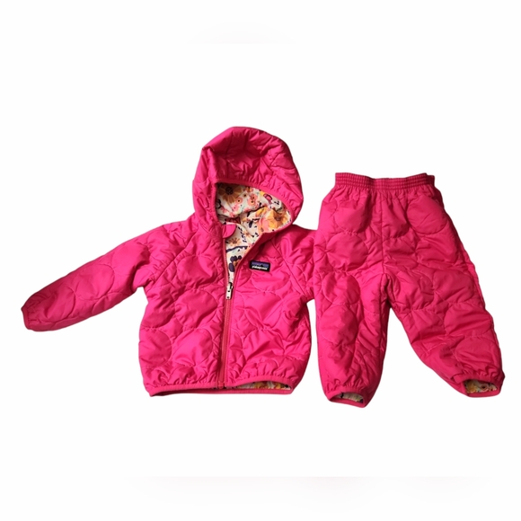 Patagonia Puff-Ball Reversible Jacket and matching pants girls size 6M 6 Months - Picture 3 of 9